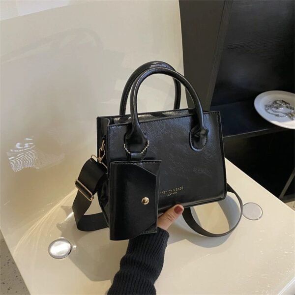 Sac carré minimaliste à double poignée avec porte-monnaie