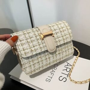 Sac à main carré en laine noire pour femme