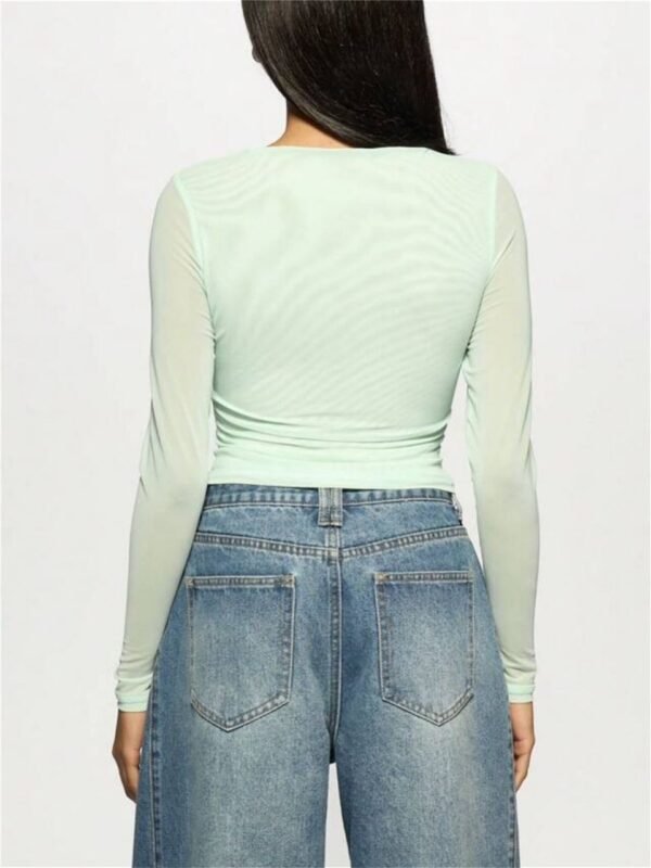 Missguided Missguided Plus Crystal Embellished Meshed Party Top Long Sleeve - Image 2