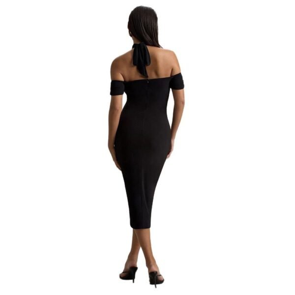 Selvina Black Cut-Out Halter-Neck Midi Dress - Image 2