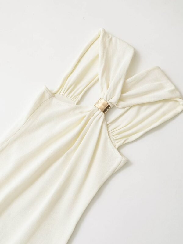 Halterneck Knit Dress With Gold Appliqué Black/White - Image 6