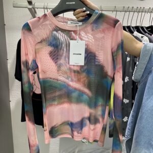 Tie Dye Mesh T-shirt With Frill Edges