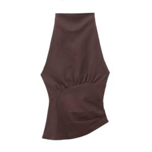 OPEN-BACK HALTER TOP - Chocolate