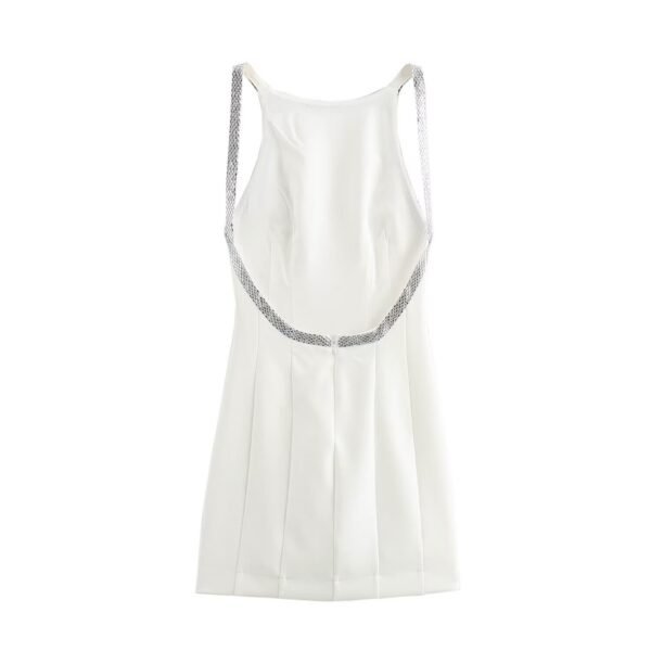 Backless White Dress with Rhinestones - Image 2