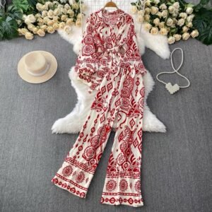 Women printed pants 2 pieces set