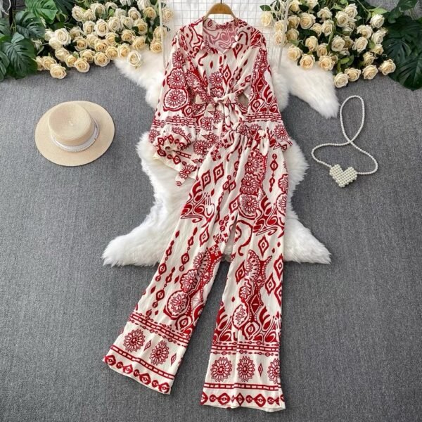 Women printed pants 2 pieces set