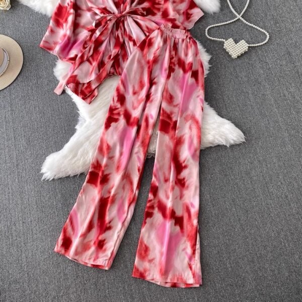Tie dye 2 pieces set with a kimono top - Image 3