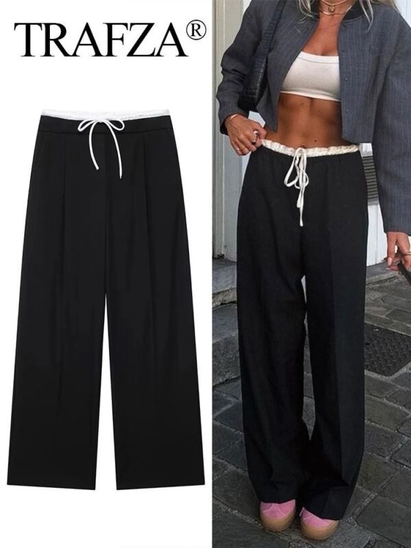 Women’s casual Double layer high waist trouser - Image 4