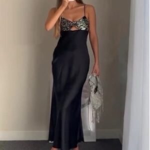 Black Silver Sequin Zara Dress